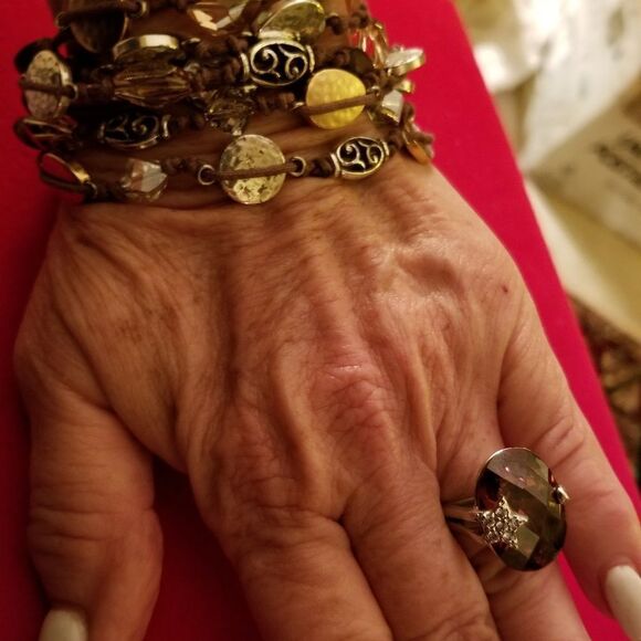 SMOKY TOPAZ STERLING RING W/ PAVE CZs - Picture 2 of 5